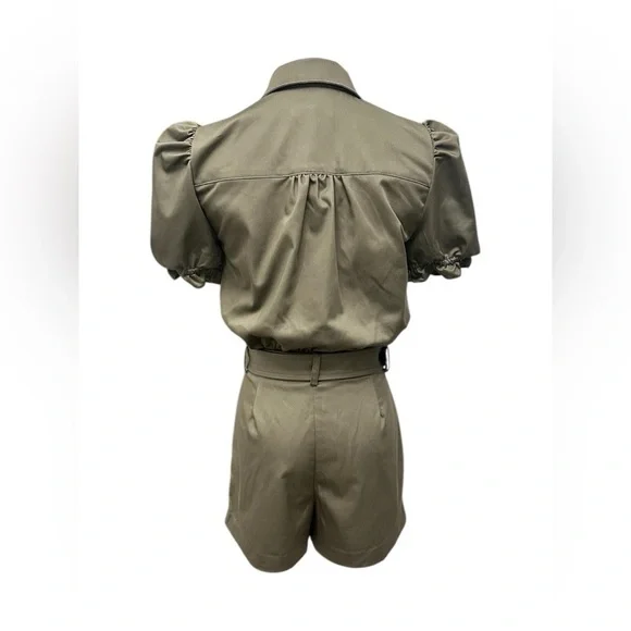 GENERATION LOVE Natlina Gambardine Romper Olive Green Women Size 0 2 XS Sm $325 - Picture 6 of 13